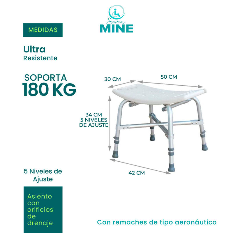 Banco para Baño Bariátrico Reforzado 180kg - 1 ... image number null