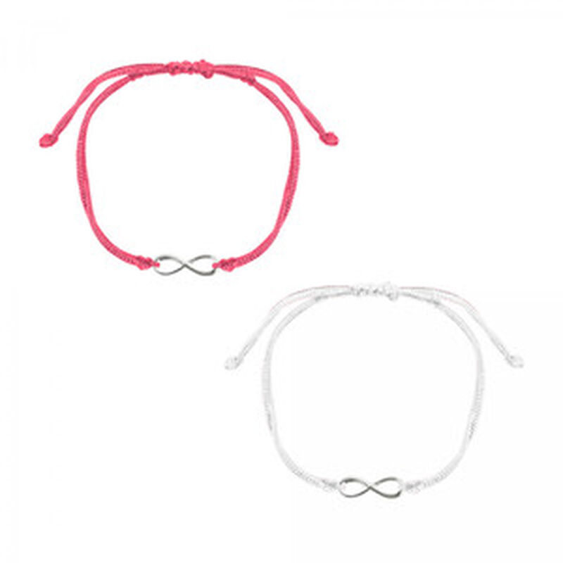 Set 2 Pulseras Infinito De Plata Con Hilo Blanc... image number null
