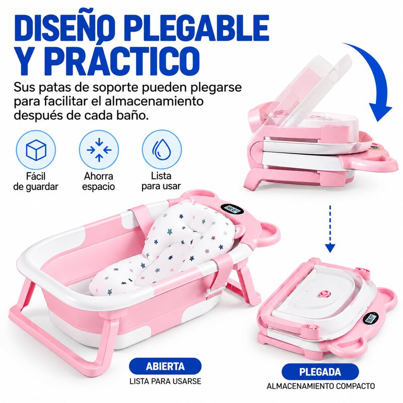Ba&ntilde;era Para Beb&eacute; Plegable Con Term&oacute;metro Y Alfo... image number null
