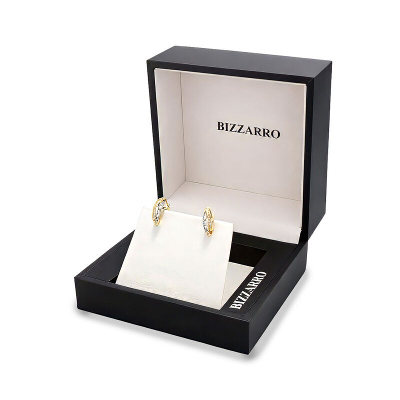 Arracadas Bicolor Oro 10k Con Zirconias 10 mm |... image number null
