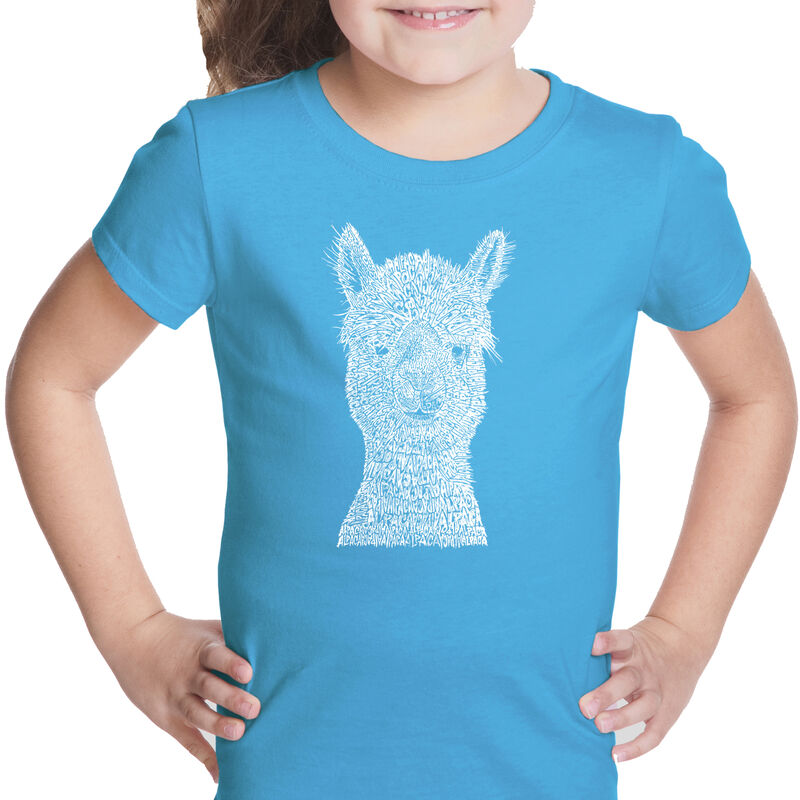 Camiseta Word Art Para Ni&ntilde;a - Alpaca - Turquesa image number null