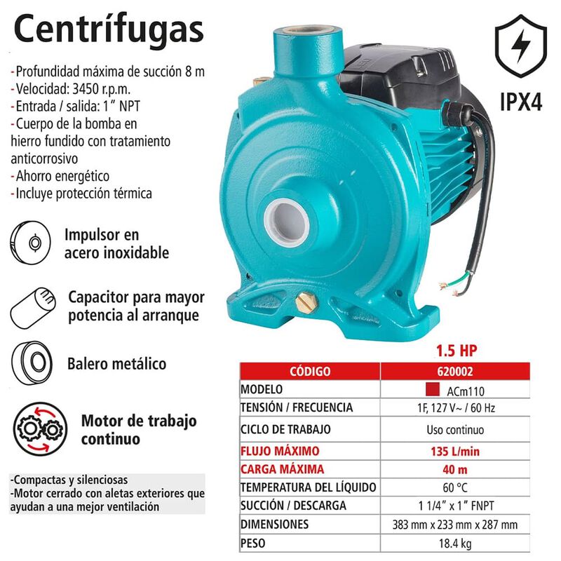 Bomba Centr&iacute;fuga De Hierro Fundido, Iusa 1.5 Hp image number null