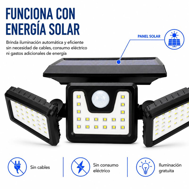 L&aacute;mpara Solar Led Con Sensor De Movimiento Y 3 ... image number null