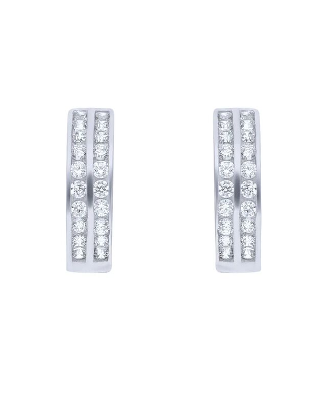 Arracadas De Oro Blanco 14k Con Zirconias (10mm... image number null