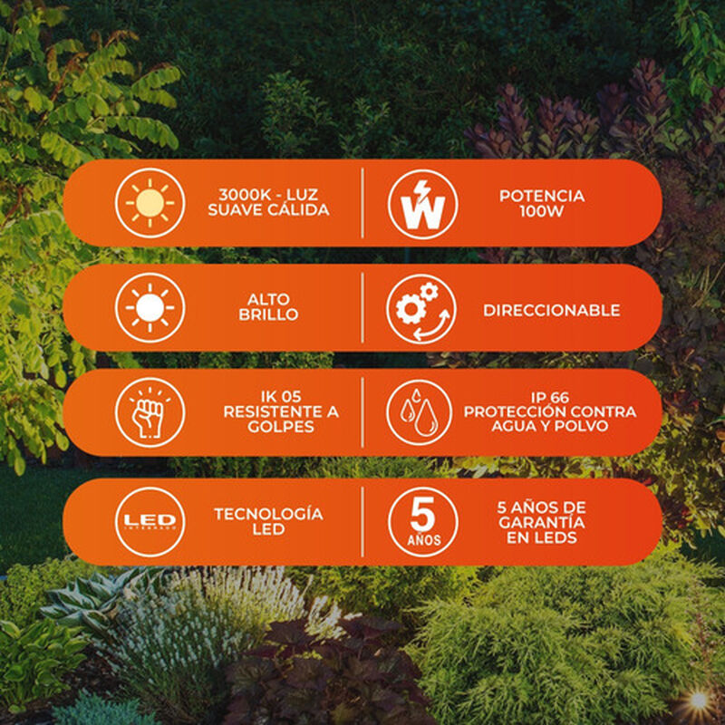 Reflector Led Exterior 100w Luz Fr&iacute;a Ip66 No At... image number null
