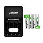 Cargador Pilas Baterías ENERGIZER + 4 pilas recargables AA