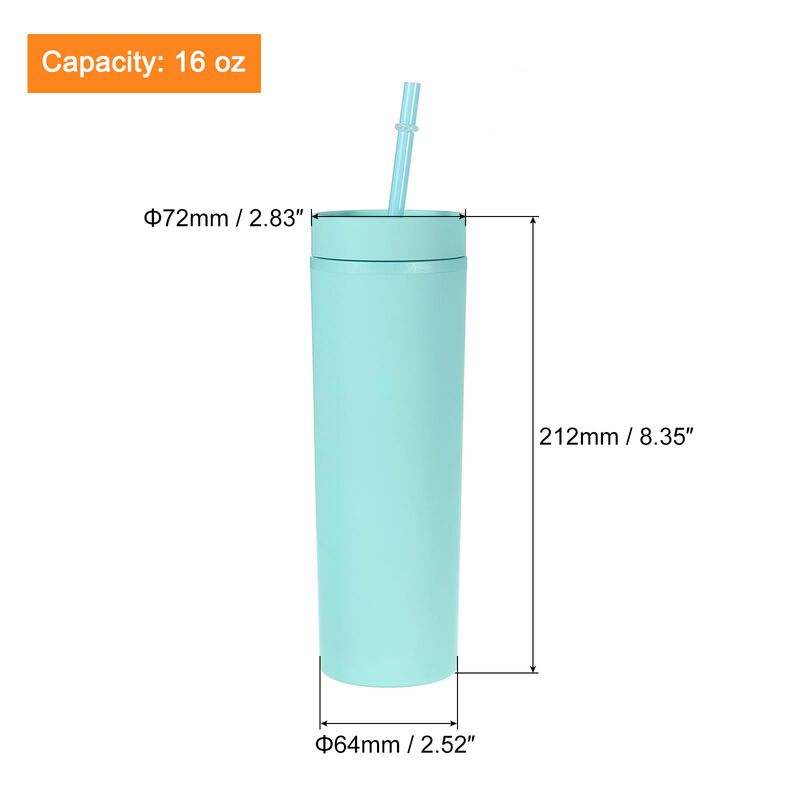 Vaso De Viaje Uxcell 450 ml Verde Mate Con Tapa... image number null