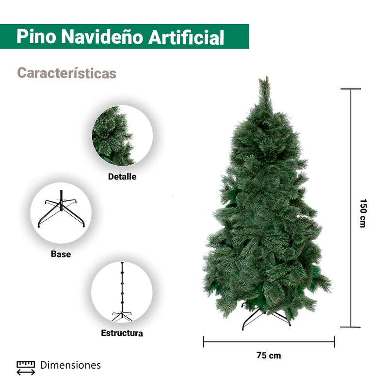 Árbol Pino De Navidad Verde Bandera 150 Cm Cepi... image number null