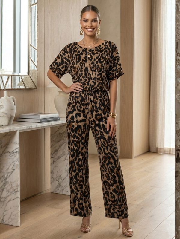 Conjunto 2 Piezas Blusa y Pantal&oacute;n Animal Print... image number null