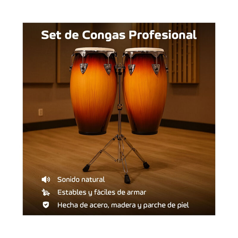 Set Congas 11 Y 12 Pulgadas Con Soportes Parche... image number null