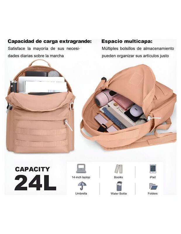 Mochila Escolar Pink Brule image number null