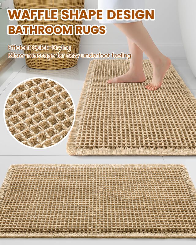 Tapete Smiry Waffle Para Ba&ntilde;o 61x41 cm Marr&oacute;n S... image number null