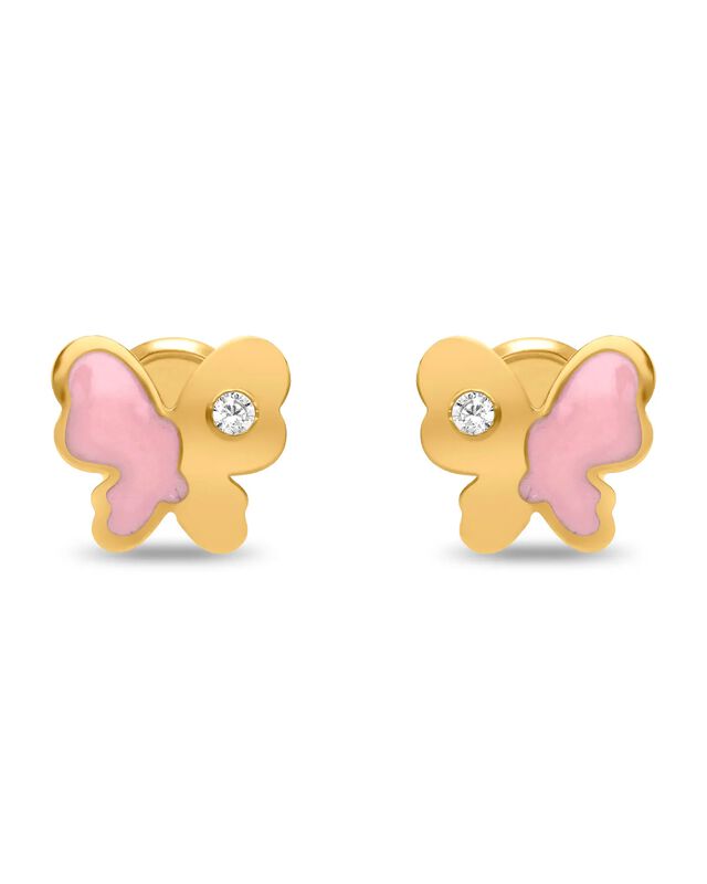 Broqueles De Mariposa En Oro Amarillo 14k Con E... image number null