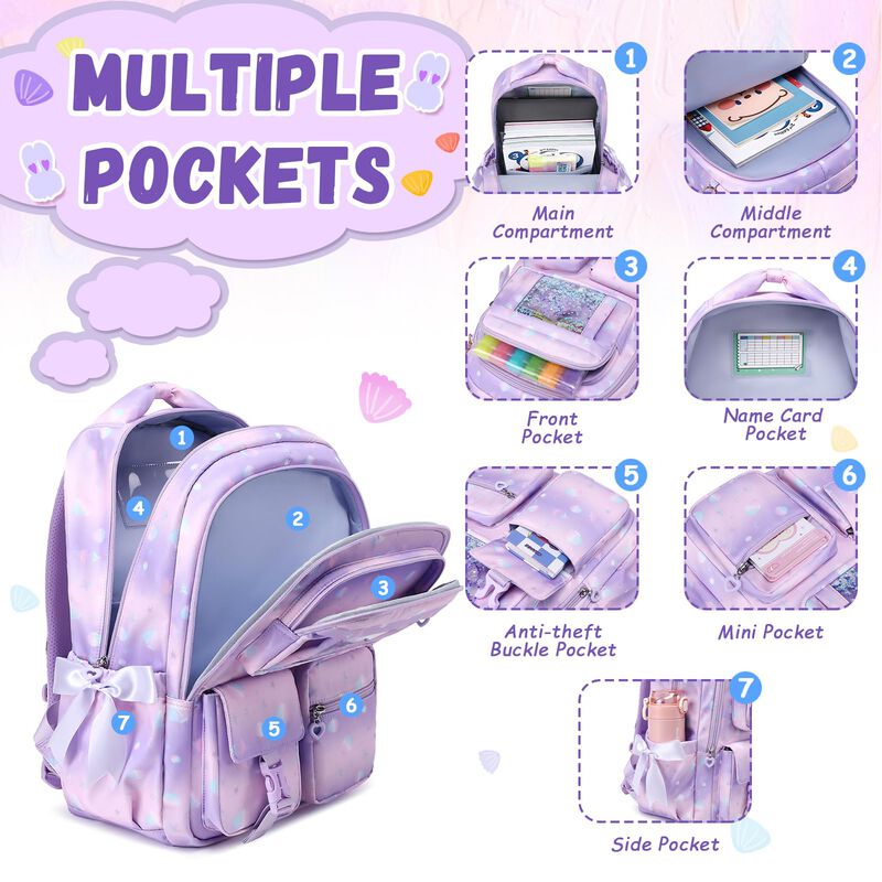 Mochila Pig Pig Girl 29x16x45 Cm Concha Morada image number null