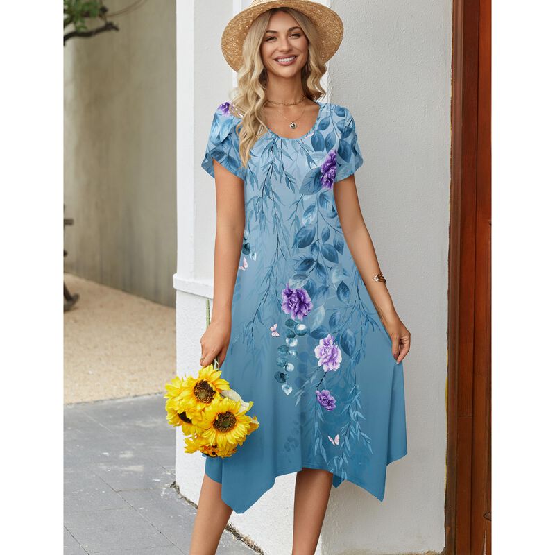 Vestido Zeagoo Estampado Floral Manga Corta Mid... image number null