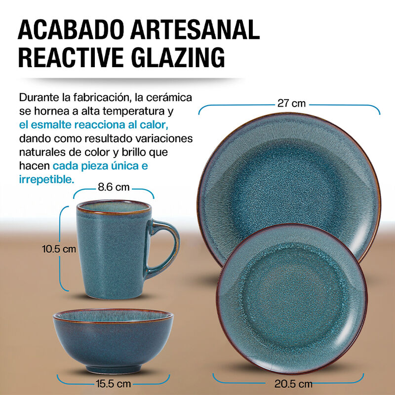 Vajilla de Cer&aacute;mica Gres 4 Personas 16 Pz. Reac... image number null