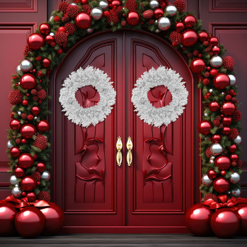 Corona Navideña Blanca Pino Adorno Artificial 6... image number null