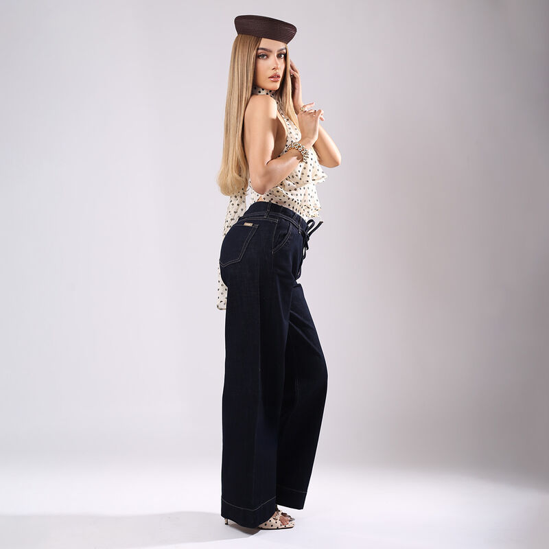Pantal&oacute;n Rectos Mezclilla Tiro Medio Dama Savi ... image number null