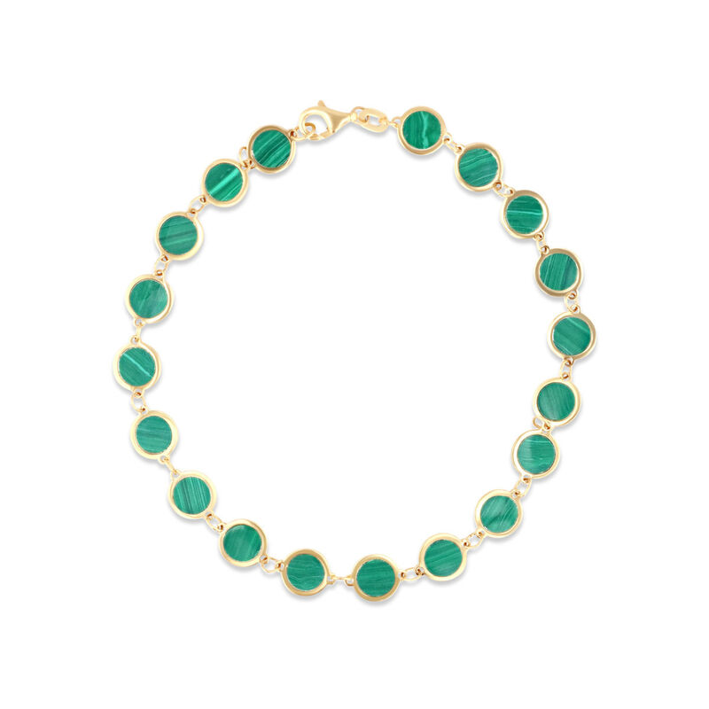 Pulsera Oro Amarillo 14k Con Malaquita (19cm Ap... image number null