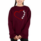 Sudadera De Cuello Redondo Word Art Para Ni&ntilde;a - Coraz&oacute;n Meow - Granate