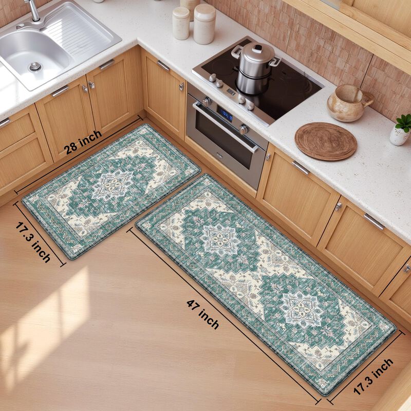 Alfombrillas De Cocina Tubeamin 2 Pzs Boho Azul... image number null