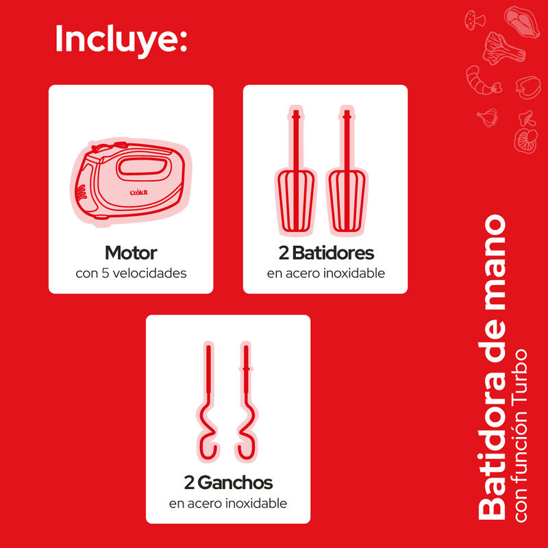 Batidora De Mano Cookit Chm01 400w 5 Velocidade... image number null