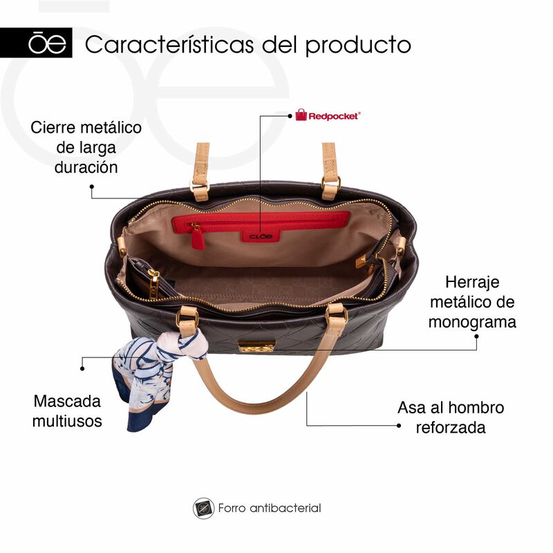 Bolsa Tote Grande Con Troquelado Color Beige image number null