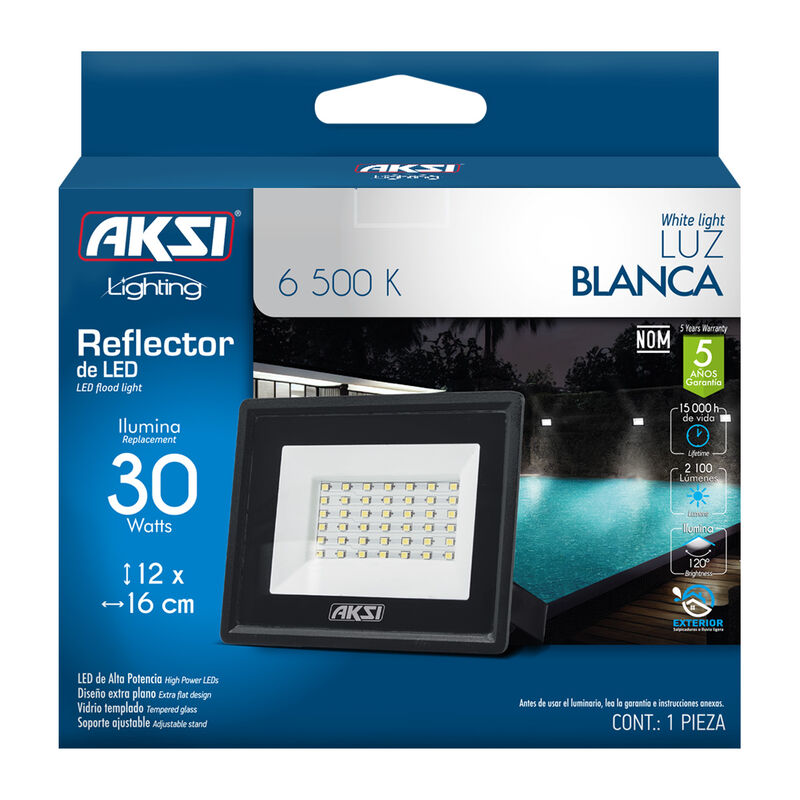 Pack de 2 reflectores Aksi 30W IP65 Luz Blanca image number null