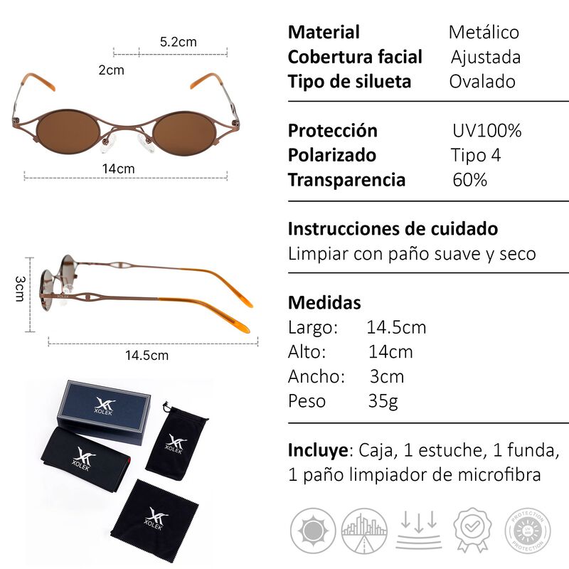 Lentes De Sol Xolek 143 Retro Metálico Vintage ... image number null