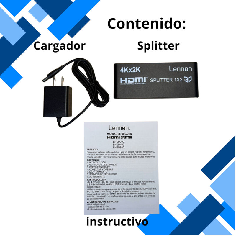 Splitter HDMI 1 X 2 Lennon LN-SP200 4k 2k Full ... image number null