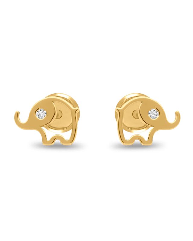 Broqueles De Elefante En Oro Amarillo 14k Con Z... image number null