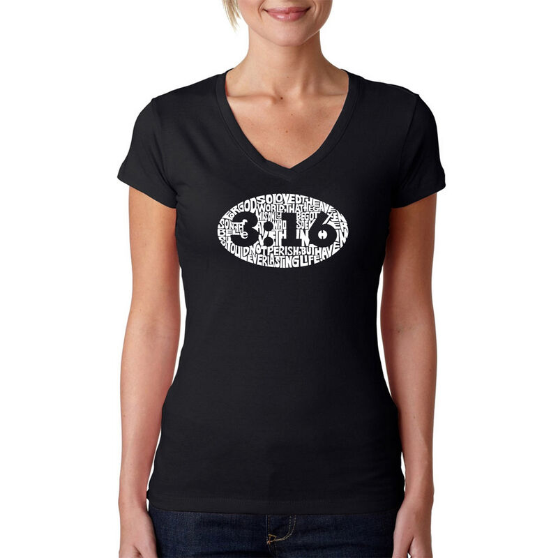 Camiseta De Cuello En V Word Art Para Mujer - J... image number null