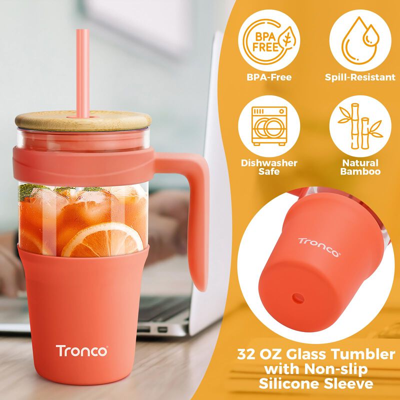 Vaso De Vidrio Tronco 950 ml Con Asa Color Crem... image number null