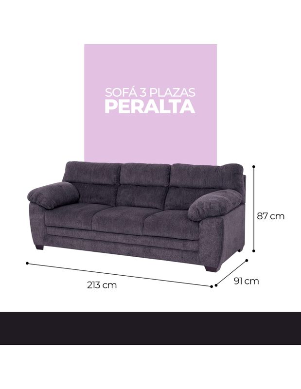 Sof&aacute; Peralta Monaco Para 3 Personas Color Gris image number null