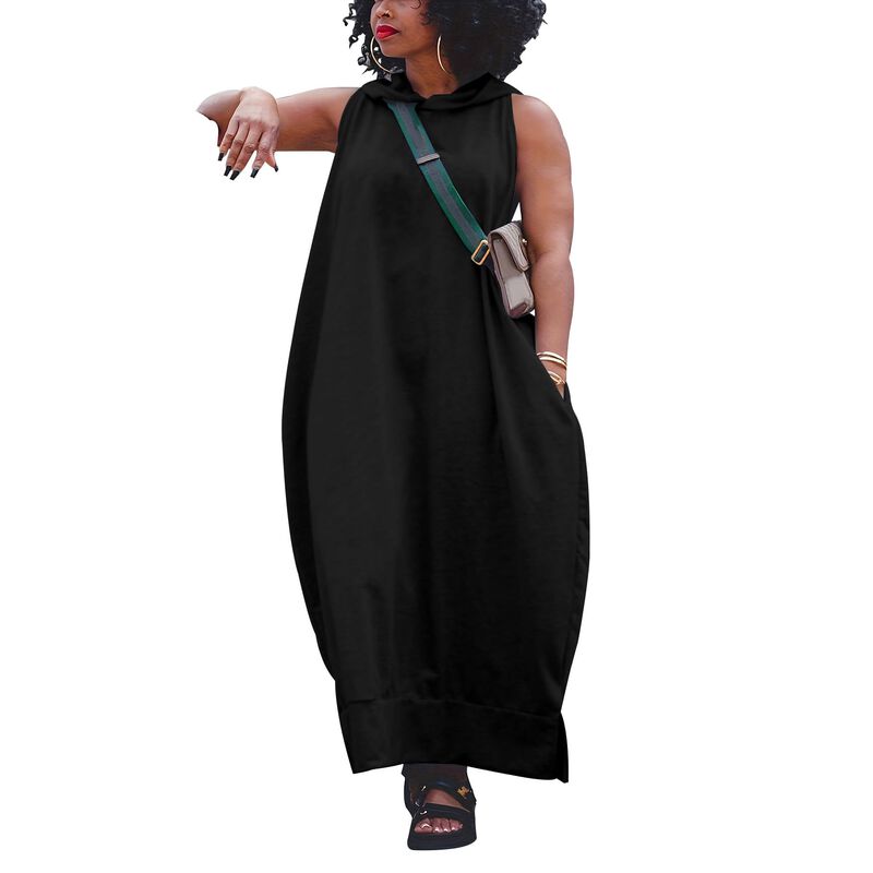 Vestido Maxi Oversize Negro Sin Mangas Yegine image number null