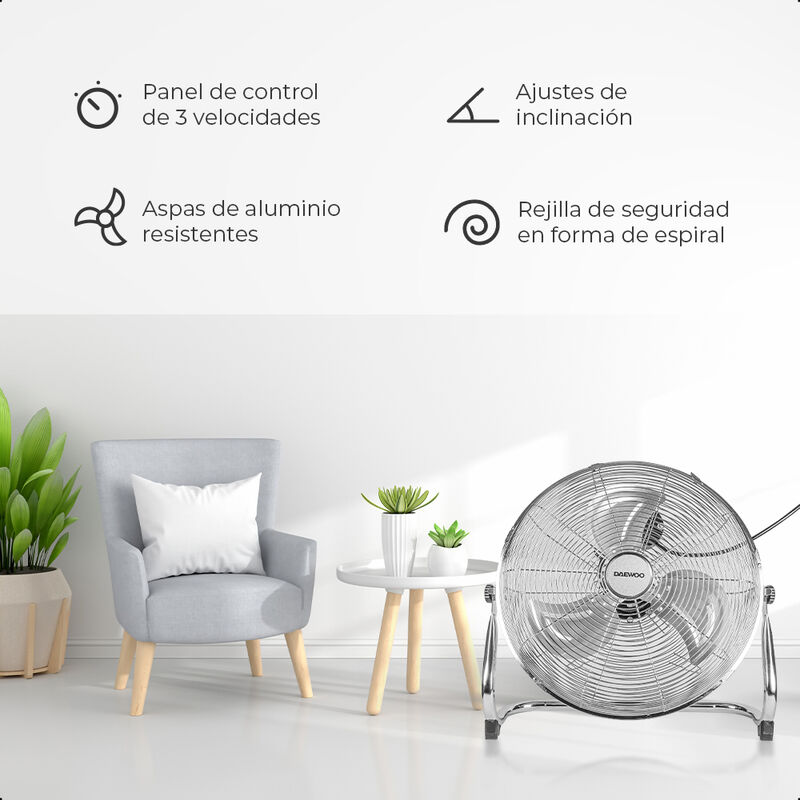 Ventilador de piso DAEWOO cromado 16 pulgadas 3... image number null