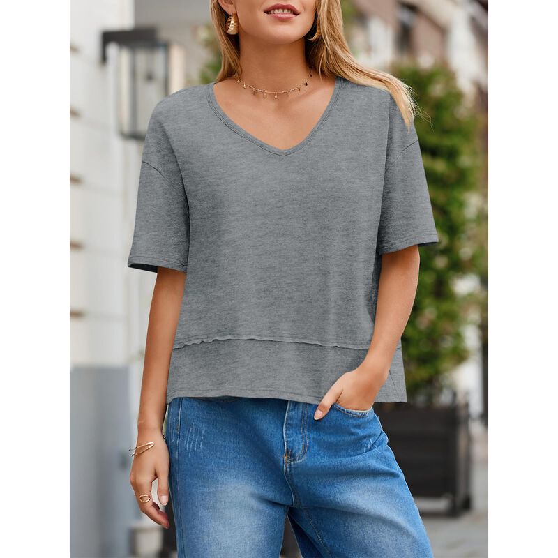 Playera Cicy Bell Corte Suelto Cuello V image number null