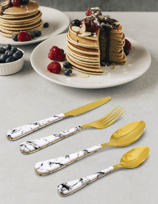 Juego de Cubiertos Marmol Dorados image number null
