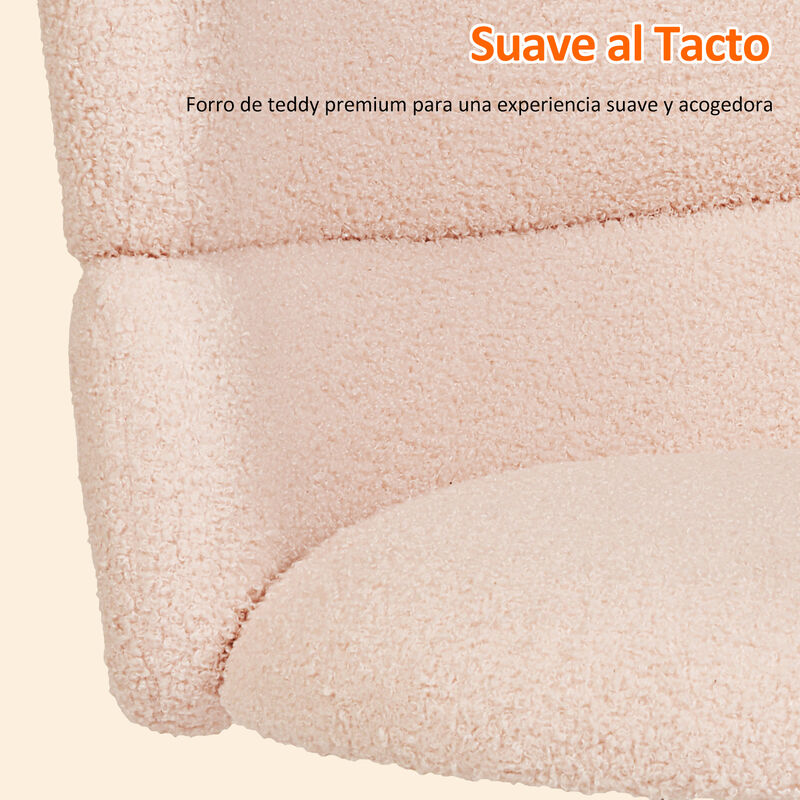 Silla Giratoria Ajustable Rosa Con Tela Borrega... image number null