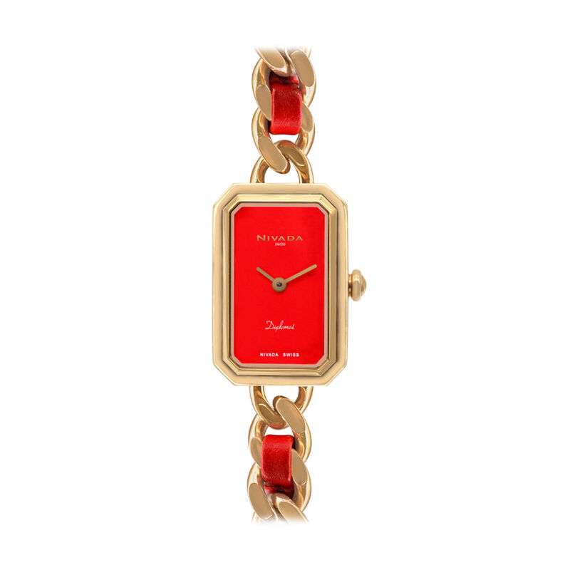 Reloj Nivada Diplomat Dama Dor/Piel Roja Carat ... image number null