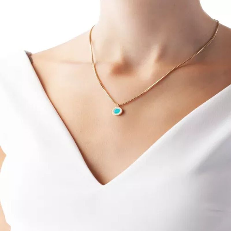 COLLAR OCEAN MINI CADENA CHAPADA EN ORO Y CHARM... image number null