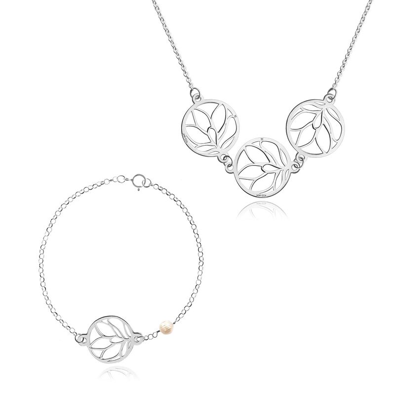 Set de Collar y Pulsera Amapola con Perla Blanc... image number null