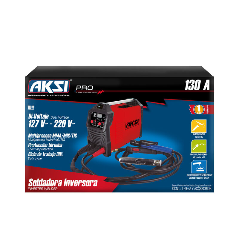 Soldadora Inversora Mig Aksi 130a 127/220v Prof... image number null