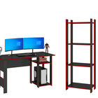 Kit Escritorio + Estante Gamer Skal Negro/rojo CG02