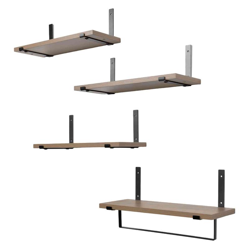Set 4 Repisas Madera Flotantes Modernas Industr... image number null