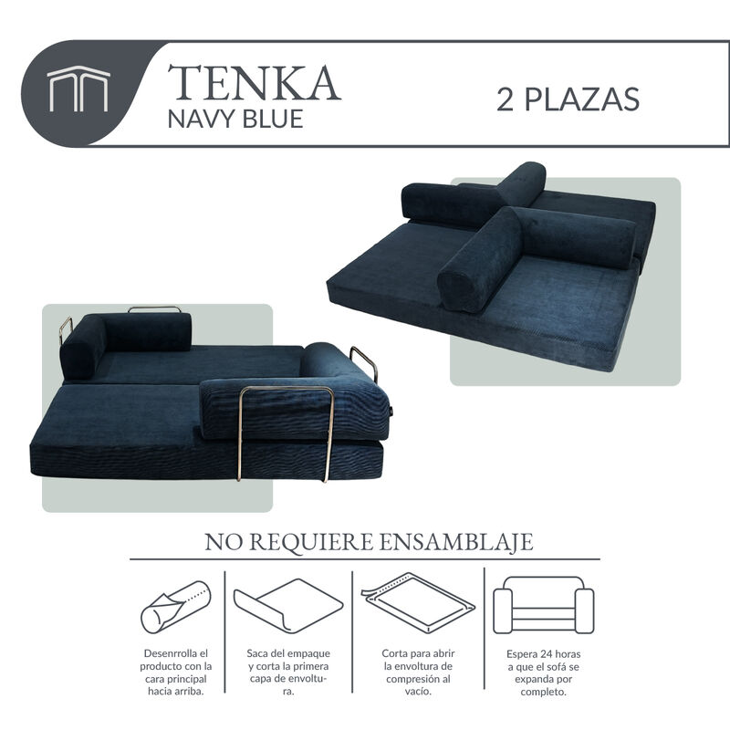 Sof&aacute; Espuma Alta densidad TENKA Navy Blue 2 pla... image number null
