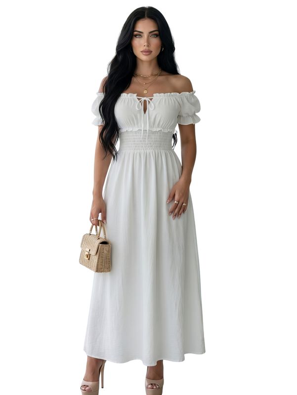Vestido Maxi Off Shoulder Ves-1056 Blanco Estil... image number null