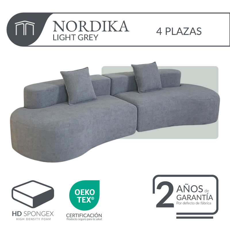 Sof&aacute; Espuma Alta densidad NORDIKA Light Grey 4 ... image number null