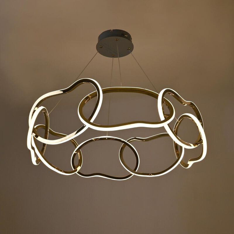 Candil De Led Colgante Aros Redondo Dorado image number null