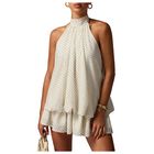 Vestido Mini Floerns Sin Mangas con Escote Halter Lunares y Capas